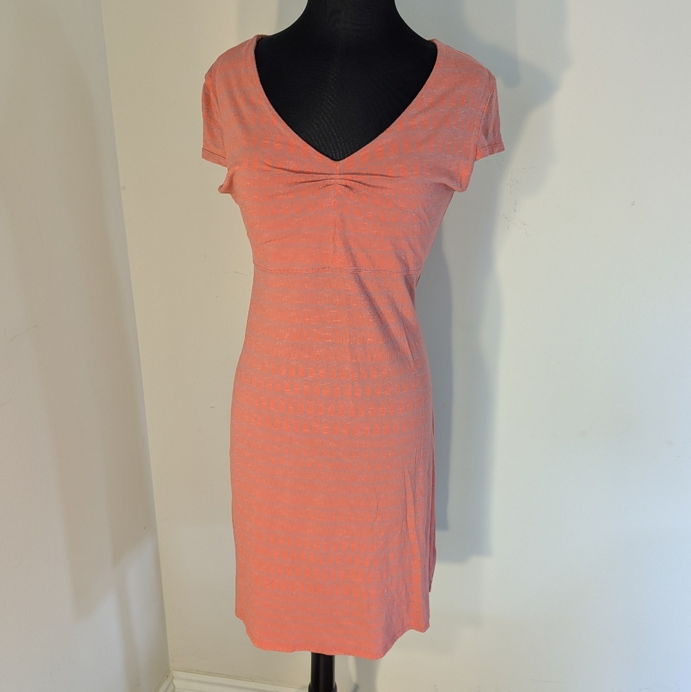 Toad&Co Rosemarie Peach Orange Cap Sleeve V-Neck Dress Sz M